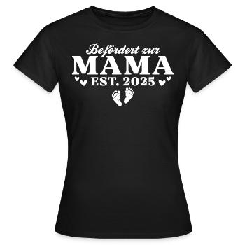 Schwangerschaftsverkündung Werdende Mama 2025 - Frauen T-Shirt - Schwarz - Vorne - AI Model Female 172 dark (172cm)