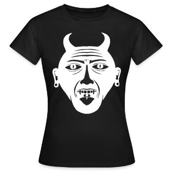 Oni Maske - Hannya Maske - Tiki Maske - Frauen T-Shirt - Schwarz - Vorne - AI Model Female 172 dark (172cm)