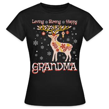 Christmas reindeer grandmother woman granny - Women's T-Shirt - black - Front - AI Model Female 172 dark (172cm)