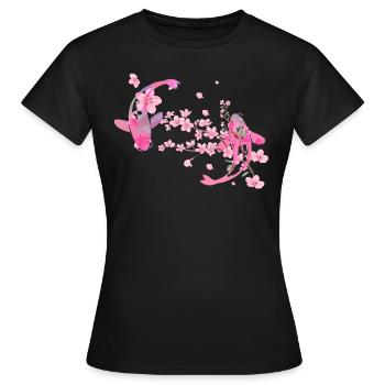 Sakura, fleur de cerisier, fleurs, fleur de cerisier, carpe koï - T-shirt Femme - noir - Devant - AI Model Female 172 dark (172cm)