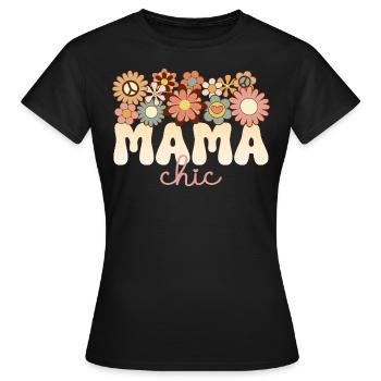 Retro Boho 1970 Maman Formidable Maman Chic - T-shirt Femme - noir - Devant - AI Model Female 172 dark (172cm)
