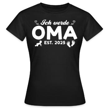 Ich werde Oma 2025 Babyparty - Frauen T-Shirt - Schwarz - Vorne - AI Model Female 172 dark (172cm)