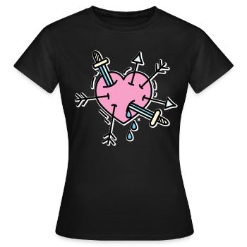 coeur brisé - T-shirt Femme - noir - Devant - AI Model Female 172 dark (172cm)