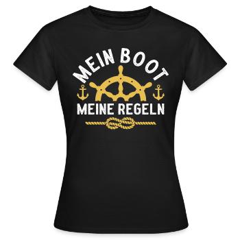 mein boot meine regeln bootfahren - Frauen T-Shirt - Schwarz - Vorne - AI Model Female 172 dark (172cm)