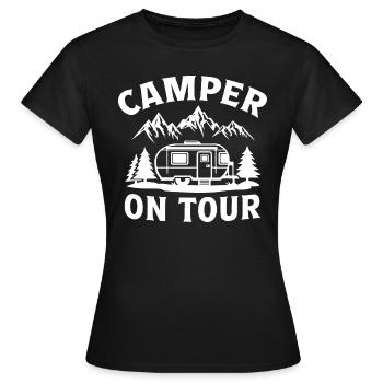 Camper on tour - Frauen T-Shirt - Schwarz - Vorne - AI Model Female 172 dark (172cm)