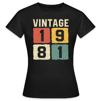 Millésime 1981 Né en 1981 - T-shirt Femme - noir - Devant - AI Model Female 172 dark (172cm)