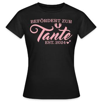 Babyparty 2024 Tante - Frauen T-Shirt - Schwarz - Vorne - AI Model Female 172 dark (172cm)