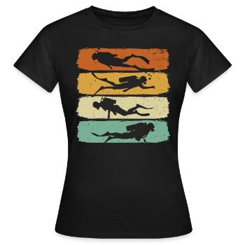 Plongée Rétro Diver Scuba Diver - T-shirt Femme - noir - Devant - AI Model Female 172 dark (172cm)