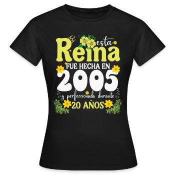20 Année 2005 Vintage Rétro Cadeau d’anniversaire - T-shirt Femme - noir - Devant - AI Model Female 172 dark (172cm)