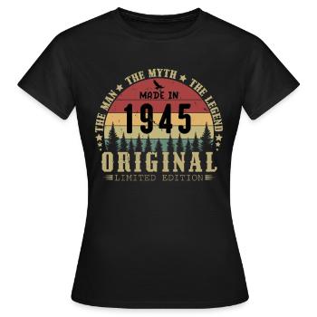 1945 Birthday 1945 Vintage Birthday 1945 - Women's T-Shirt - black - Front - AI Model Female 172 dark (172cm)
