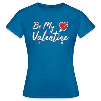 Saint-Valentin - T-shirt Femme - bleu saphir antique chiné - Devant - AI Model Female 172 dark (172cm)