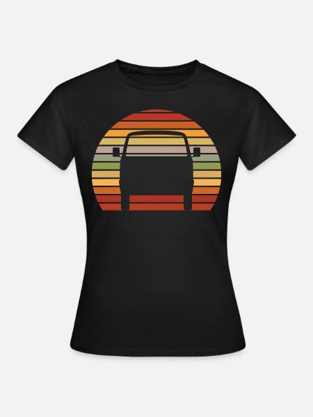 Retro Sunset classic Car - Frauen T-Shirt - Schwarz