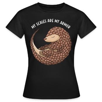 My Scales Are My Armor Pangolin - Frauen T-Shirt - Schwarz - Vorne - AI Model Female 172 dark (172cm)