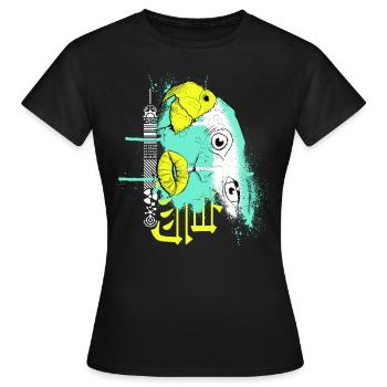 Parrot & Girl Street Style - Women's T-Shirt - black - Front - AI Model Female 172 dark (172cm)