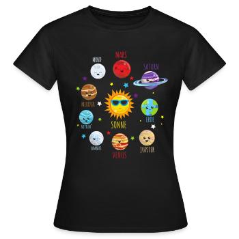 Sonnensystem - Frauen T-Shirt - Schwarz - Vorne - AI Model Female 172 dark (172cm)