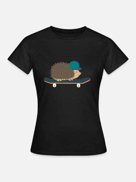skateboard Skater Igel - Frauen T-Shirt - Schwarz