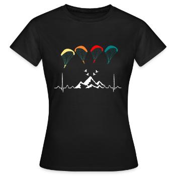Gleitschirmfliegen Herzschlag Fallschirm Geschenk - Frauen T-Shirt - Schwarz - Vorne - AI Model Female 172 dark (172cm)