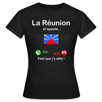 La Réunion m'appelle faut que j'y aille ! - T-shirt Femme - noir - Devant - AI Model Female 172 dark (172cm)