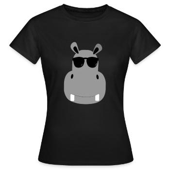 Nilpferd - Frauen T-Shirt - Schwarz - Vorne - AI Model Female 172 dark (172cm)