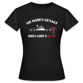 Wein Herzschlag Berge Wandern Geschenk - Frauen T-Shirt - Schwarz - Vorne - AI Model Female 172 dark (172cm)