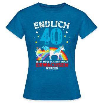 Enfin 40 Ans De Licorne 40 ans - T-shirt Femme - bleu saphir antique chiné - Devant - AI Model Female 172 dark (172cm)