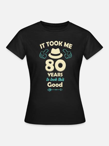 80. Geburtstag - Dame-T-shirt - sort