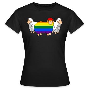 rainbow sheep family LGBT Gay Pride Lgbtq - Frauen T-Shirt - Schwarz - Vorne - AI Model Female 172 dark (172cm)