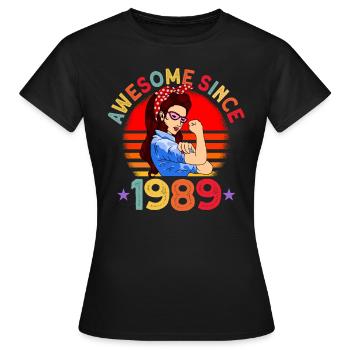 Awesome since 1989 Frauen 33. geburtstag Geschenk - Frauen T-Shirt - Schwarz - Vorne - AI Model Female 172 dark (172cm)