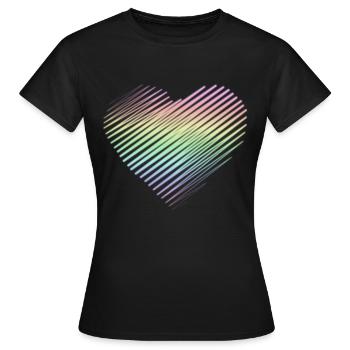 Regenbogenherz - Frauen T-Shirt - Schwarz - Vorne - AI Model Female 172 dark (172cm)
