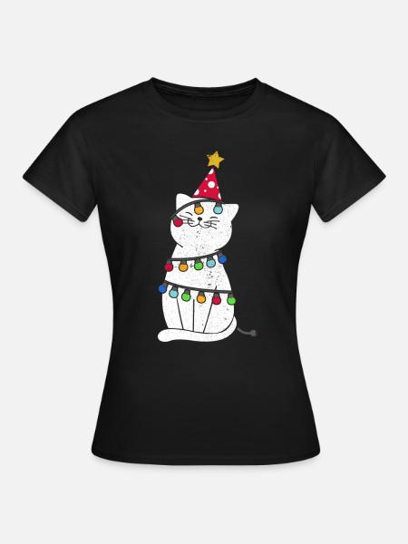 Christmas Cat Christmas Advent Santa Gift - Women's T-Shirt - black