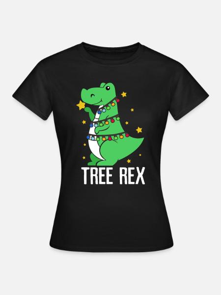 Dinosaurier Weihnachten Dino Christmas Geschenk - Frauen T-Shirt - Schwarz