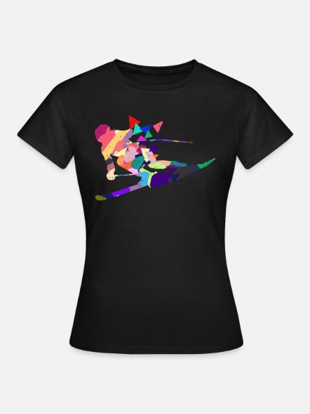 Skifahrer Skifahrerin Skifahren Skiurlaub Geschenk - Frauen T-Shirt - Schwarz