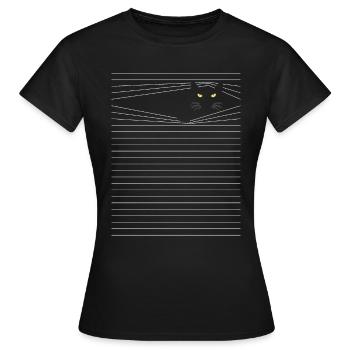 Linien - Katze beobachtet Augen Maine Coon Perser - Frauen T-Shirt - Schwarz - Vorne - AI Model Female 172 dark (172cm)