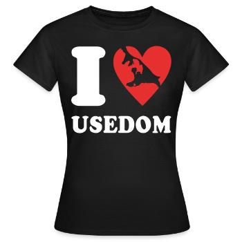 Usedom I Love Usedom Souvenir - Frauen T-Shirt - Schwarz - Vorne - AI Model Female 172 dark (172cm)
