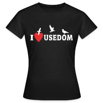 Usedom I Love Usedom Souvenir - Frauen T-Shirt - Schwarz - Vorne - AI Model Female 172 dark (172cm)