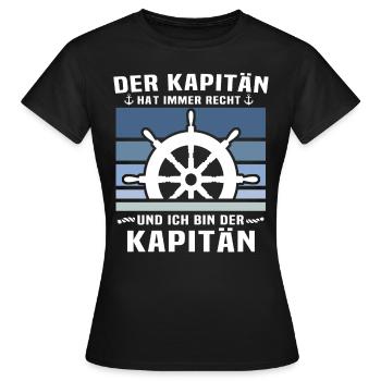 Kapitän Boot Käptn Sprüche Kapitaen - Frauen T-Shirt - Schwarz - Vorne - AI Model Female 172 dark (172cm)