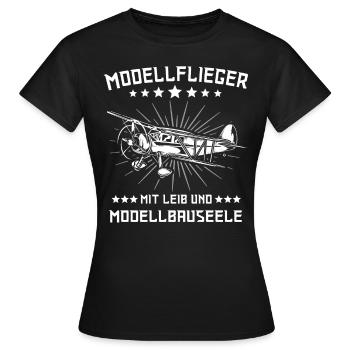 Modellflug Modellflieger Modellfliegen - Frauen T-Shirt - Schwarz - Vorne - AI Model Female 172 dark (172cm)