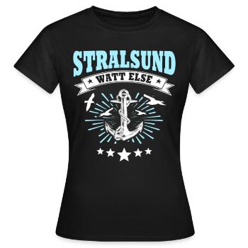 Stralsund Souvenir Ostsee Urlaub - Frauen T-Shirt - Schwarz - Vorne - AI Model Female 172 dark (172cm)