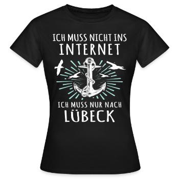 Lübeck Sprüche Hansestadt Luebeck - Frauen T-Shirt - Schwarz - Vorne - AI Model Female 172 dark (172cm)