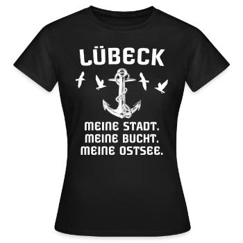 Lübeck - Frauen T-Shirt - Schwarz - Vorne - AI Model Female 172 dark (172cm)