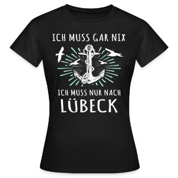 Lübeck Sprüche Hansestadt Luebeck - Frauen T-Shirt - Schwarz - Vorne - AI Model Female 172 dark (172cm)