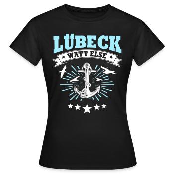 Lübeck Sprüche Hansestadt Luebeck - Frauen T-Shirt - Schwarz - Vorne - AI Model Female 172 dark (172cm)