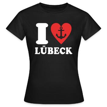J’aime Lübeck Liebe - T-shirt Femme - noir - Devant - AI Model Female 172 dark (172cm)