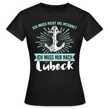 Lübeck Sprüche Hansestadt Luebeck - Frauen T-Shirt - Schwarz - Vorne - AI Model Female 172 dark (172cm)