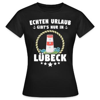 Lübeck Sprüche Hansestadt Luebeck - Frauen T-Shirt - Schwarz - Vorne - AI Model Female 172 dark (172cm)