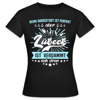 Lübeck Sprüche Hansestadt Luebeck - Frauen T-Shirt - Schwarz - Vorne - AI Model Female 172 dark (172cm)