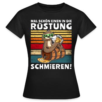 Bier Rüstung Schmieren Faultier Trinksprüche - Frauen T-Shirt - Schwarz - Vorne - AI Model Female 172 dark (172cm)
