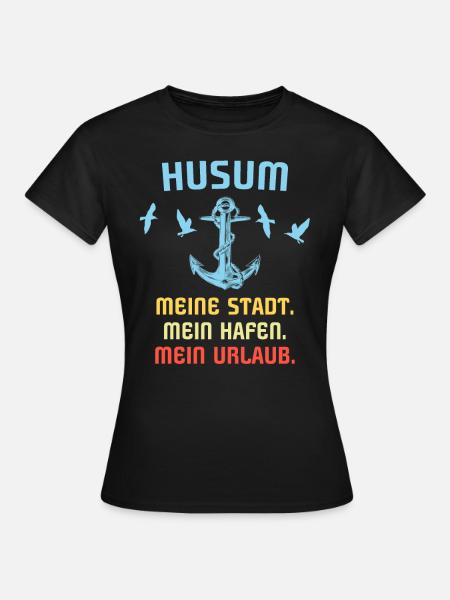 Husum Souvenir Husumer Hafen - Frauen T-Shirt - Schwarz