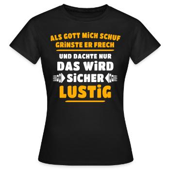 Lustig Sprüche Gott Grinste - Frauen T-Shirt - Schwarz - Vorne - AI Model Female 172 dark (172cm)