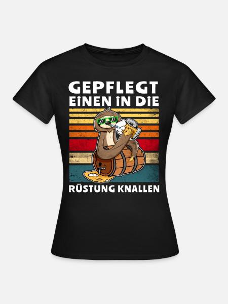 Bier Trinken Faultier Trinksprüche - Frauen T-Shirt - Schwarz